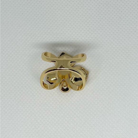 Gold Tone Aurora Borealis Crystal Flower Scarf Slide Ring Brooch - Picture 12 of 15